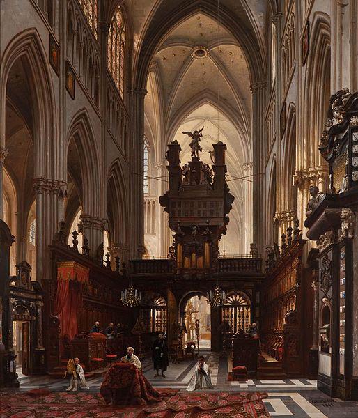 Victor-Jules Genisson Interior of the 'Sint-Salvatorkathedraal' in Bruges Spain oil painting art